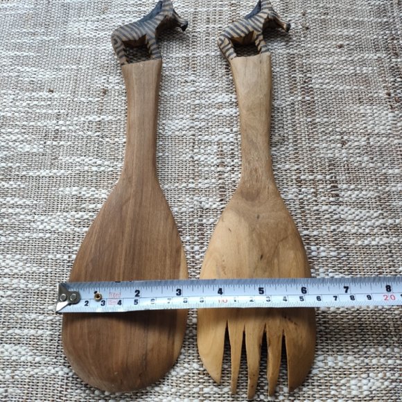 Vintage Hand Carved Wooden Zebra Spoon and Fork - Picture 14 of 14